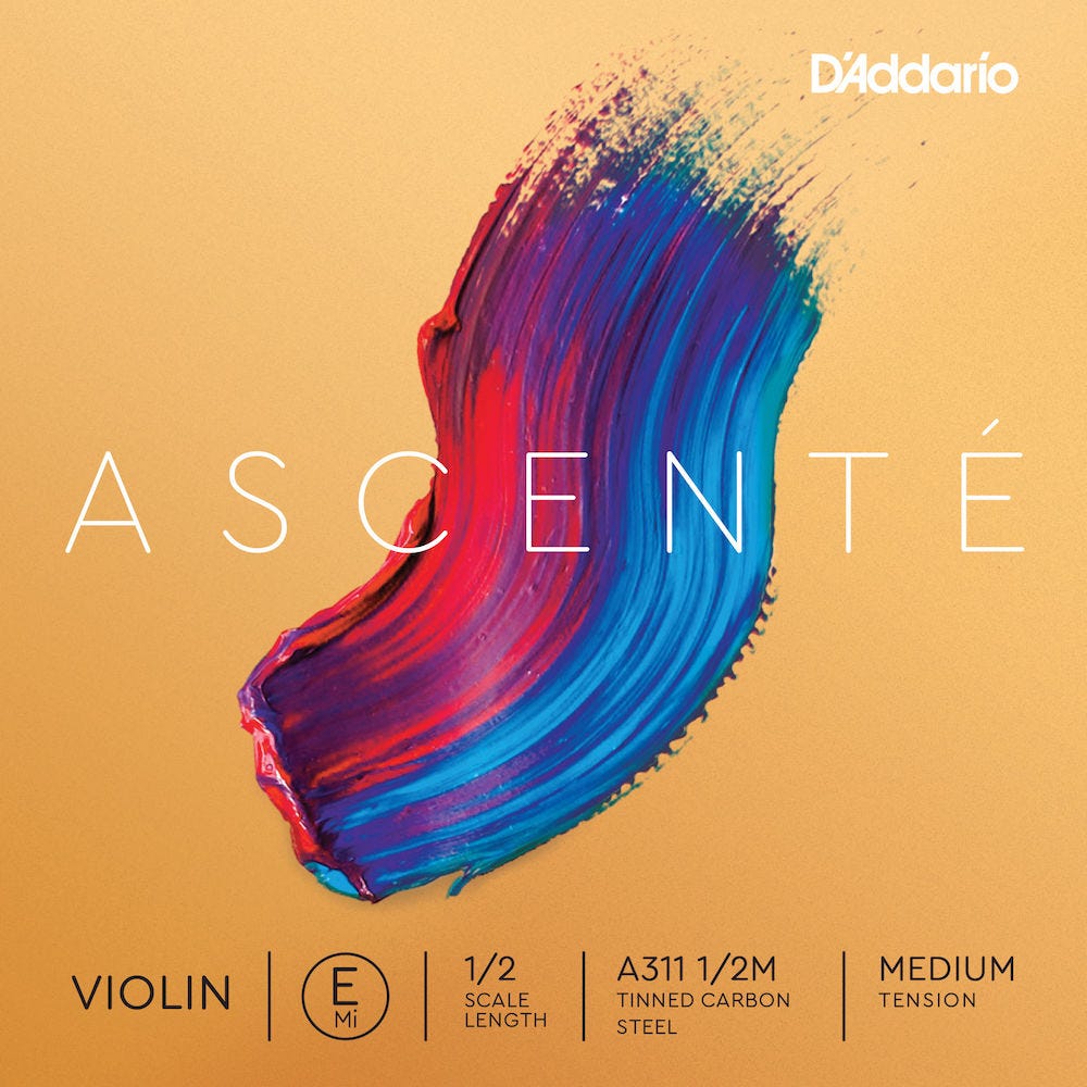 D'Addario AscentÃ© Violin E String, 1/2 Scale, Medium Tension
