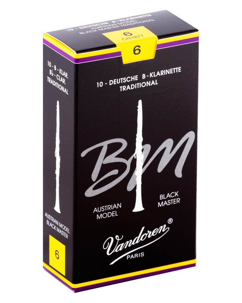 Vandoren Bb Clarinet Black Master Traditional Reeds Strength #6; Box of 10