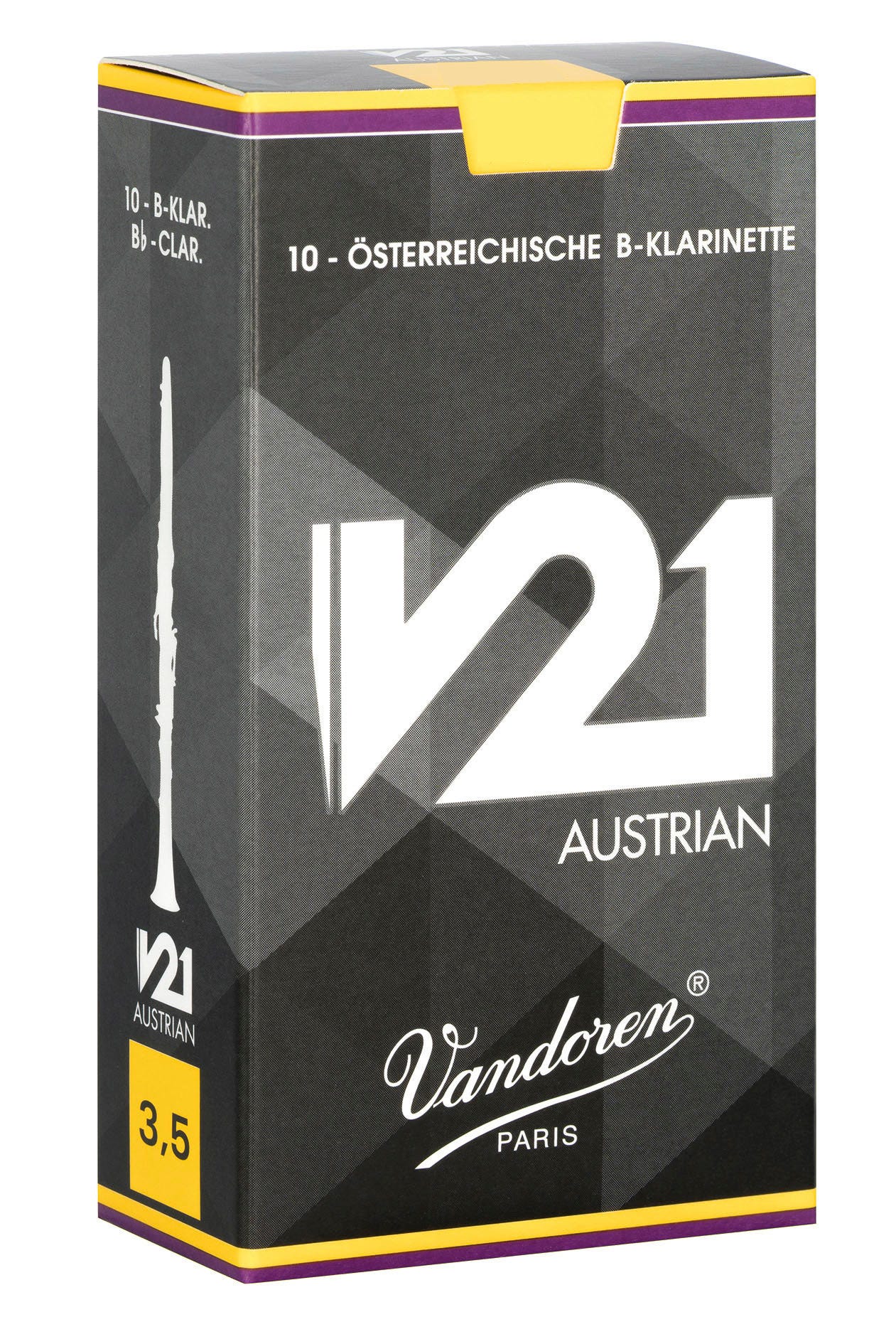 Vandoren Bb Clarinet Austrian V21 Reeds Strength #2; Box of 10