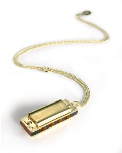 HOHNER GOLD PLATED LITTLE LADY HARMONICA W/ NECKLACE