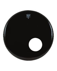 Remo Bass, Ambassador, Ebony, 22" Diameter, 5" Black Dynamo Installed