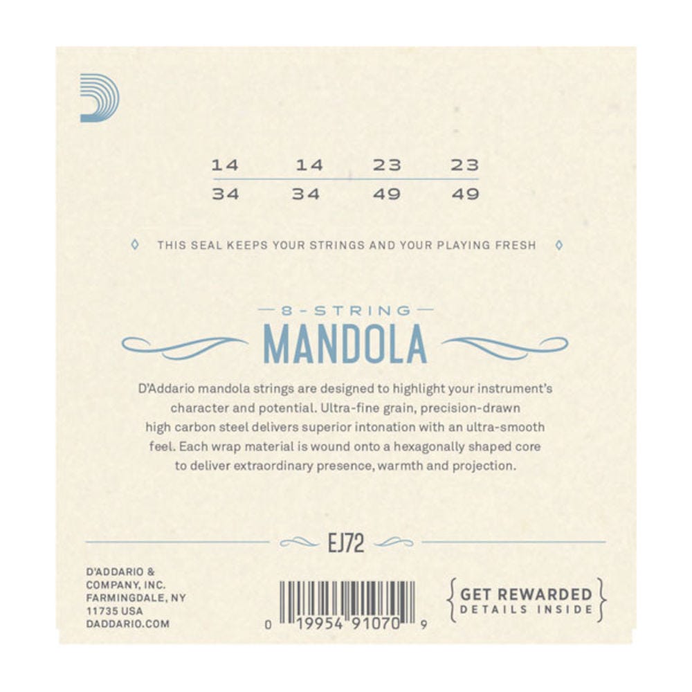 D'Addario EJ72 Phosphor Bronze Mandola Strings, Light, 14-49