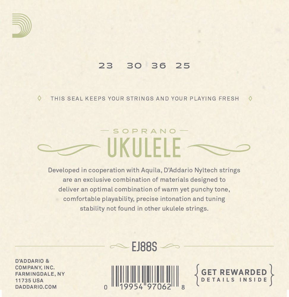 D'Addario EJ88S Nyltech Ukulele Strings, Soprano