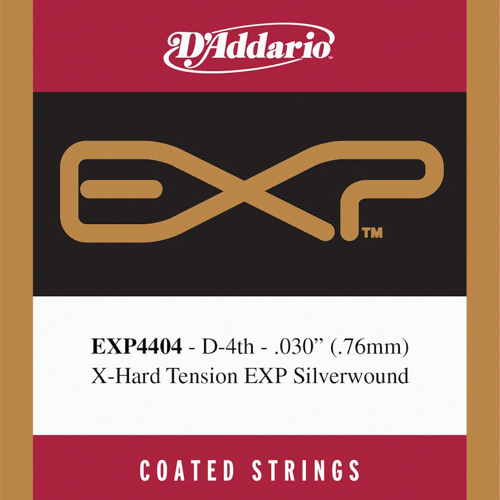 D'Addario EXP4404 Coated Classical  Guitar Single String, Extra-Hard Tension, Fourth String