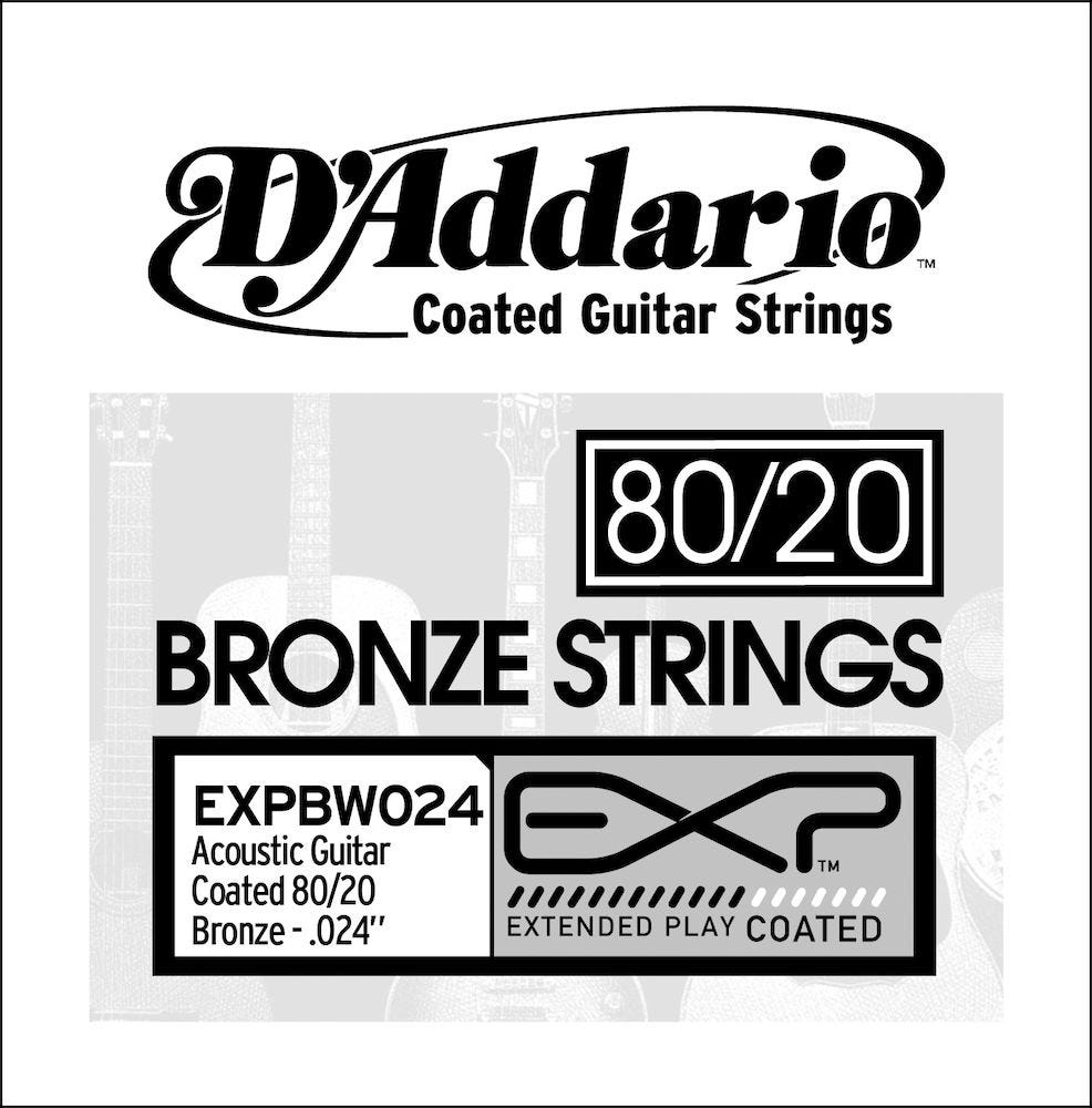 D'Addario EXPBW024 EXP Coated 80/20 Bronze Single String, .024