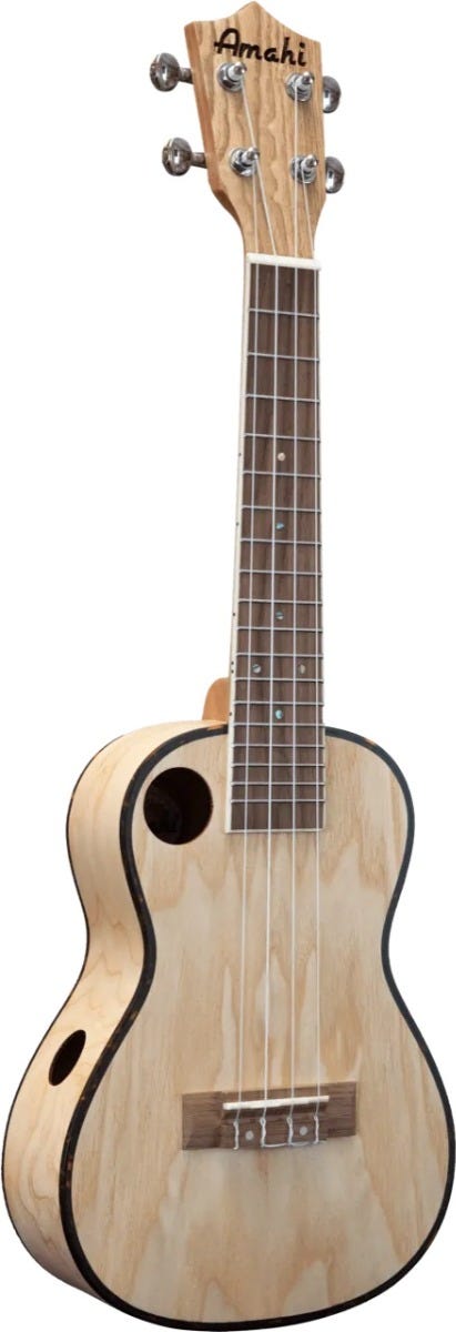 F880C Amahi Classic Quilted Ash Concert w/Offset & Side Soundhole