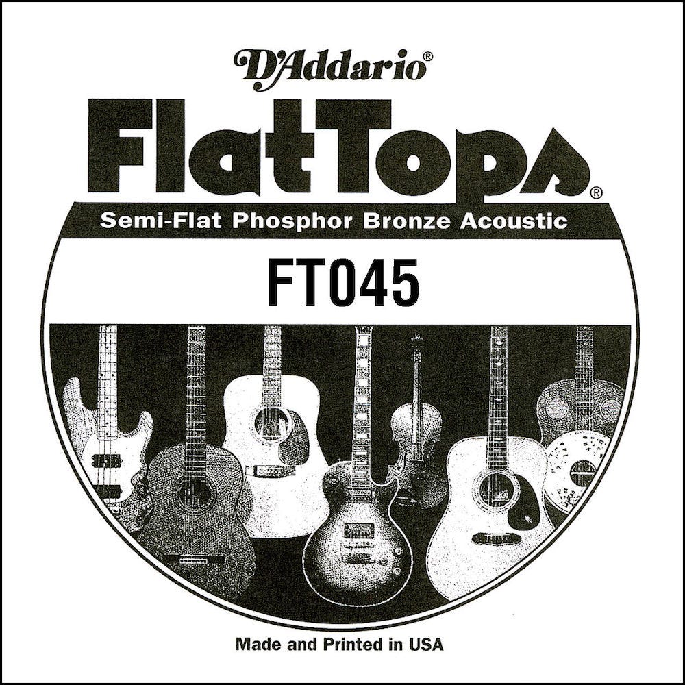 D'Addario FT045 Semi-Flat Phosphor Bronze Acoustic Guitar Single String, .045