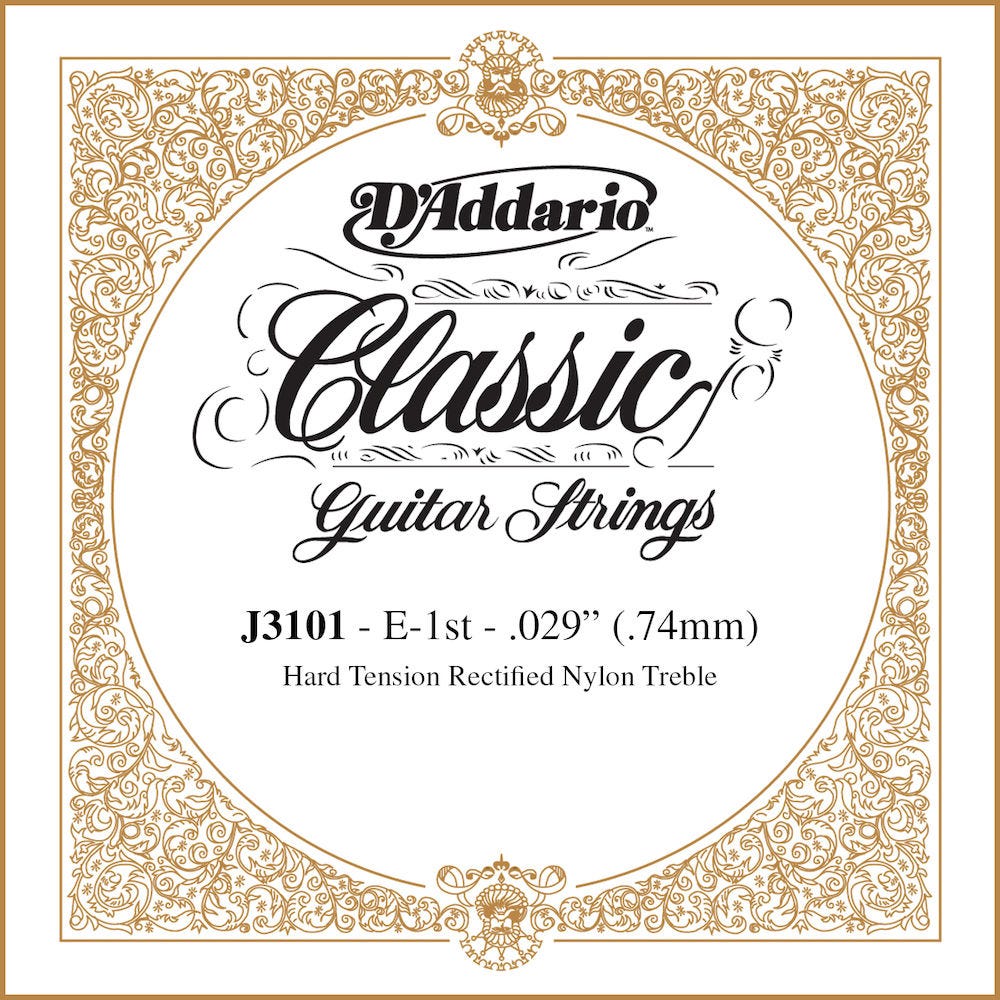 D'Addario J3101 Rectified Classical Guitar Single String, Hard Tension, First String