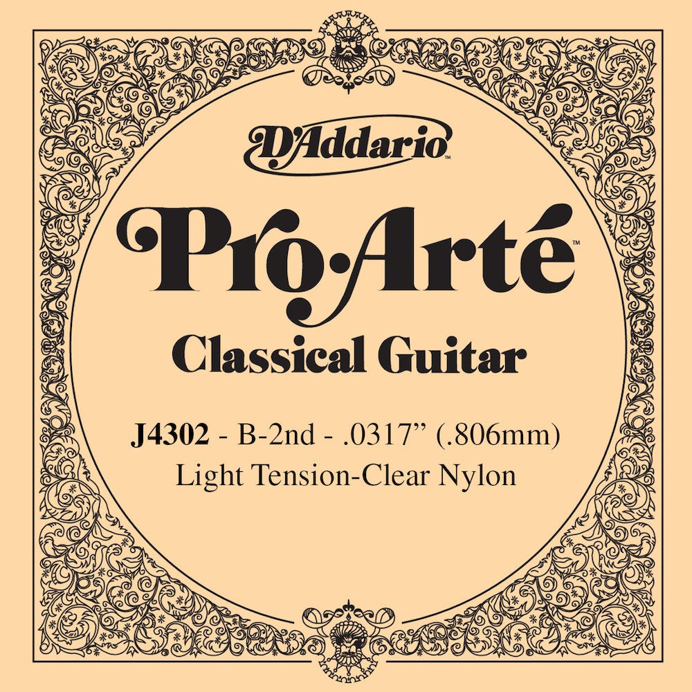 D'Addario J4302 Pro-Arte Nylon Classical Guitar Single String, Light Tension, Second String
