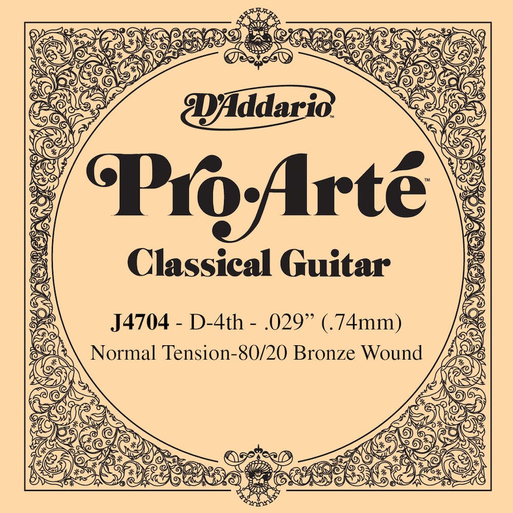 D'Addario J4704 80/20 Bronze Pro-Arte Nylon Classical Guitar Single String, Normal Tension, Fourth String