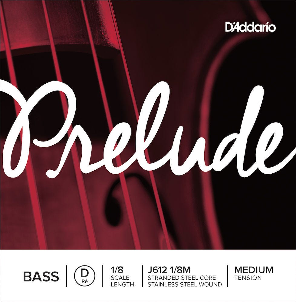 D'Addario Prelude Bass Single D String, 1/8 Scale, Medium Tension