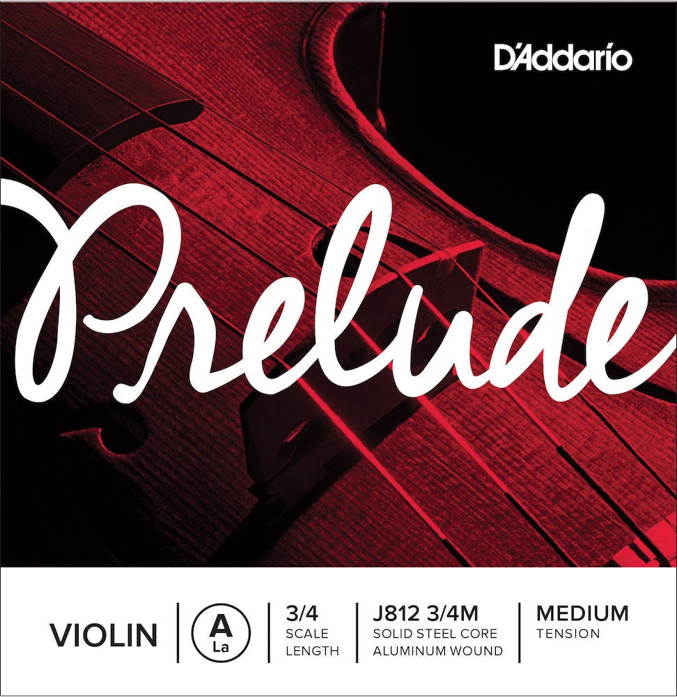 D'Addario Prelude Violin Single A String, 3/4 Scale, Medium Tension