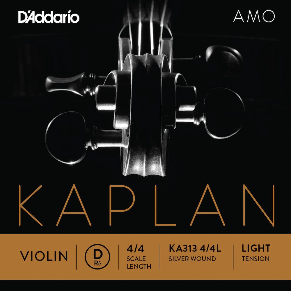 D'Addario Kaplan Amo Violin D String, 4/4 Scale, Light Tension