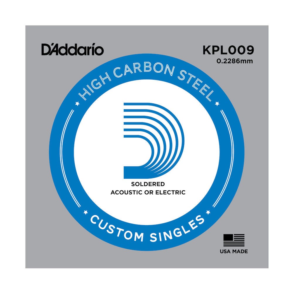 D'Addario KPL009 Soldered Twist Reinforced Single String, .009