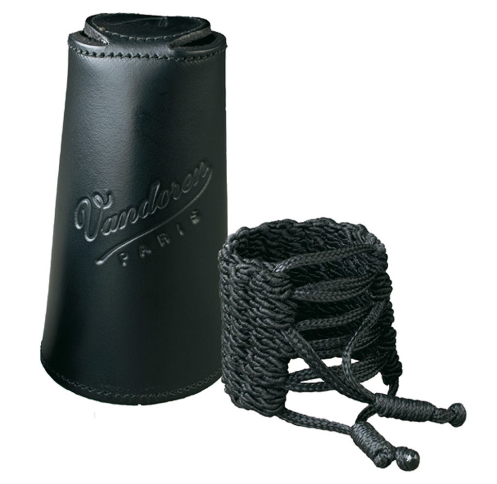 Vandoren Klassik Ligature and Leather Cap for Alto Saxophone; Includes 3 Interchangeable Pressure Plates