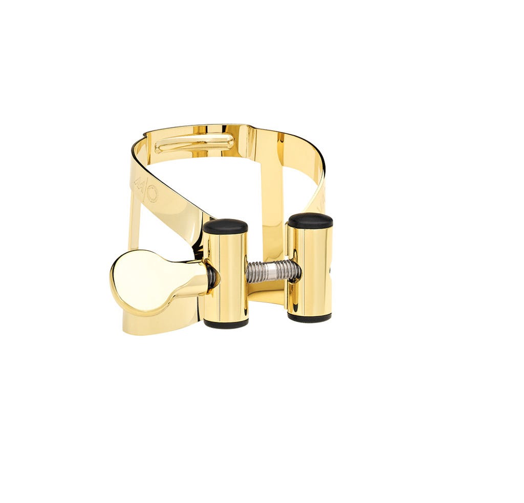 Vandoren M|O Ligature and Plastic Cap for Alto Saxophone; Gilded Finish