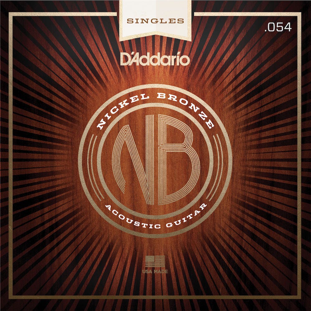 D'Addario NB054 Nickel Bronze Wound Acoustic Guitar Single String, .054