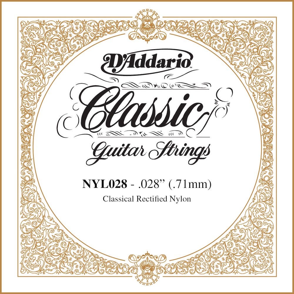 D'Addario NYL028 Rectified Nylon Classical Guitar Single String ,.028