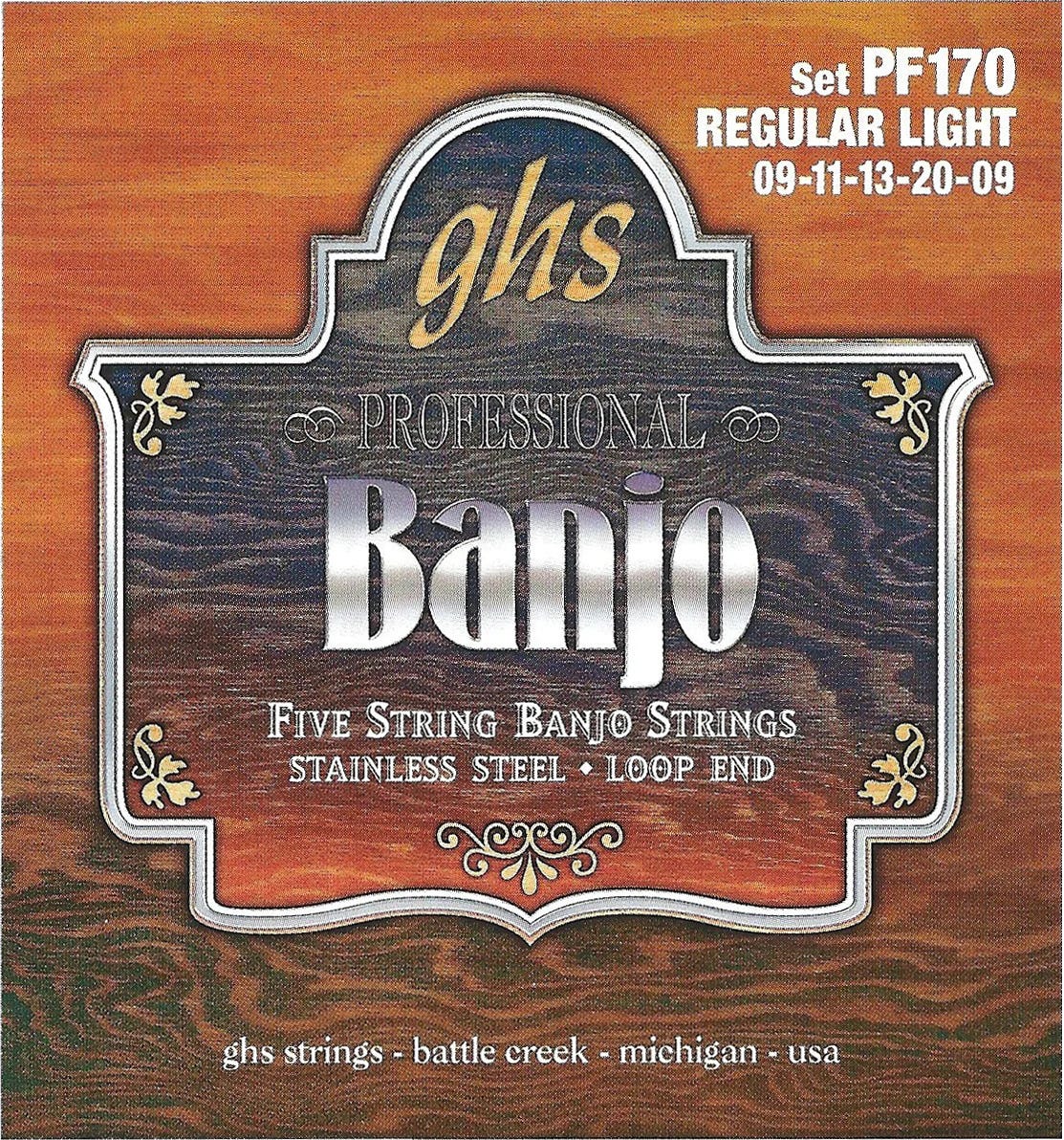 GHS PF170 Stainless Steel Loop End Regular Light Gauge 5-String Banjo