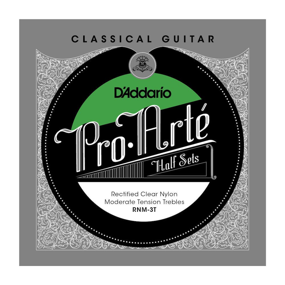 D'Addario RNM-3T Pro-Arte Rectified Clear Nylon Classical Guitar Half Set, Moderate Tension
