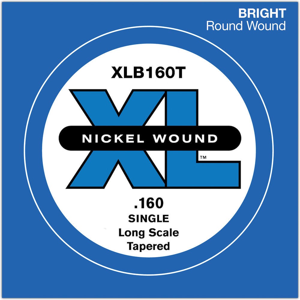 D'Addario XLB160T Nickel Wound Bass Guitar Single String, Long Scale, .160, Tapered